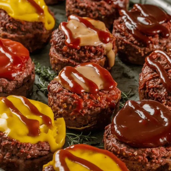 A variety of creative meatloaf styles, including mini loaves, stuffed bell pepper meatloaf, and bacon-wrapped meatloaf, on a rustic board.